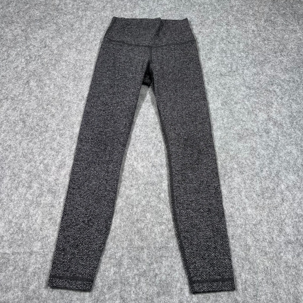 Lululemon Black Rose Herringbone Wunder Under Pant Leggins Women's Size 2 ?